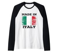 Made in Italy with Italy Flag Novelty Graphic Cool Designs Maglia con Maniche Raglan