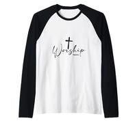 Made To Worship Cross Salmo 95:1 Christian Believer Maglia con Maniche Raglan