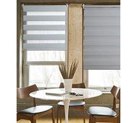 MADECOSTORE Tenda a rullo doppia Day Night Easy Grigio - L65 x H90cm - Fissaggio Con O Senza Foratura