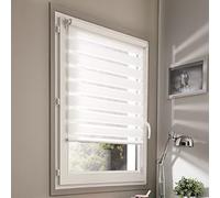 MADECOSTORE Tenda avvolgibile Giorno/Notte, Legno Poliestere Polivinilcloruro (PVC), Bianco, 52 x 160cm