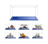 MADEHAY Vetrina Acrilica Trasparente Antipolvere 3mm, Una Grande Display Box Per Lego Modello serie 41699 41743 75571 75894 76104 80007. Base blu (1, 30x20x20cm)