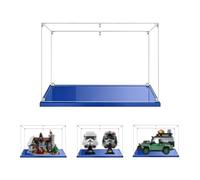 MADEHAY Vetrina Acrilica Trasparente Antipolvere 3mm, Una Grande Display Box Per Lego Modello serie. Base blu (1, 35x20x25cm)