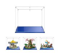 MADEHAY Vetrina Acrilica Trasparente Antipolvere, Una Grande Display Box Per Lego Modello serie 10208 60141 75572 76248 77092. Base blu (1, 40x40x35cm)
