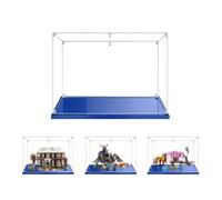 MADEHAY Vetrina Acrilica Trasparente Antipolvere, Una Grande Display Box Per Lego Modello serie 10332 21330 75574 80022. Base blu (1, 50x40x30cm)