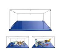 MADEHAY Vetrina Acrilica Trasparente Antipolvere, Una Grande Display Box Per Lego Modello serie 60262 70146 70679. Base blu (1, 60x50x25cm)
