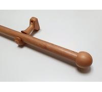 MadeInNature Asta per tende in legno, diametro 28 mm, kit asta per tende completo con punte e supporti, lunghezza e colori a scelta (naturale, punta a sfera, lunghezza 1,60 m)