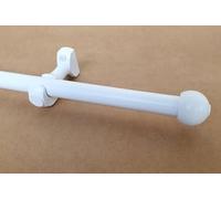 MadeInNature Bastone per tende in legno, diametro 28 mm, kit asta per tende completo con punte e staffe, lunghezza e colori a scelta (bianco, punta a sfera, lunghezza 1,50 m)