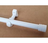 MadeInNature Bastone per tende in legno, diametro 28 mm, kit asta per tende completo con punte e staffe, lunghezza e colori a scelta (bianco, punta tappo, lunghezza 1,30 m)