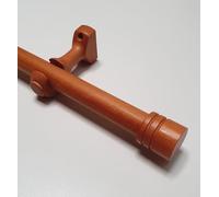 MadeInNature Bastone per tende in legno, diametro 28 mm, kit asta per tende completo con punte e staffe, lunghezza e colori a scelta (ciliegio, punta tappo, lunghezza 1,60 m)