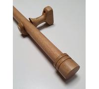 MadeInNature Bastone per tende in legno, diametro 28 mm, kit asta per tende completo con punte e supporti, lunghezza e colori a scelta (naturale, tappo a punta, lunghezza 1,60 m)