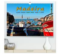 Madeira - blaues Wasser, grüne Berge, bunte Blumen (hochwertiger Premium Wandkalender 2026 DIN A2 quer), Kunstdruck in Hochglanz: Madeira, die Blumeninsel im Atlantischen Ozean.