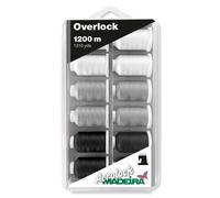 Madeira Box Overlock Aerolock No.125 12 x 1.200m Nero Grigio Bianco Miniking