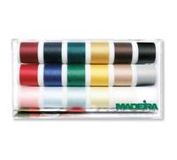 Madeira Filo Multiuso Aerofil - Cucito a Mano e a Macchina, per Cucito, Ricamo e sopraggitto, Resistente, Uniforme - 18 x 200 m, Colori Assortiti