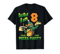 Mademark x Teenage Mutant Ninja Turtles - Amico I am 8 Years Old Mikey Pizza Festa di Compleanno Maglietta