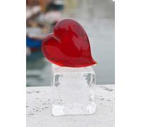 MadeMuranoGlass Cuore con Base Grande in Vetro Originale Artistico di Murano
