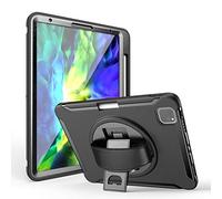 MadeRy Rugged Custodia Antiurto per iPad Air 4 10.9" 2020 / iPad PRO 11 2021/2020 / 2018, Robusta Cover Protettiva con Supporto e Cinturino a Mano e Porta Penna. (Nero)