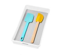 madesmart Pattumiera antiscivolo piedi 39,4 x 16,8 x 5,3 cm, plastica bianca con grigio