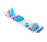 Madesmart Vassoio espandibile per vasca da bagno, doccia in plastica e mensola da bagno, bianco, organizer multifunzionale per vasca da bagno