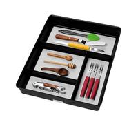 madesmart Vassoio portaoggetti classico a 4 scomparti, in plastica, multiuso, per cassetti, granito