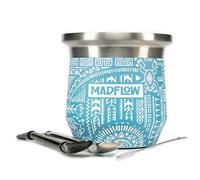 MADFLOW | Tazza per Mate Argentino | Tazza per Yerba Mate in Acciaio Inox con 2 Bombilla | Set Completo Mate Argentino e Bombillas | Naturale con Isolamento Sottovuoto | Idea Regalo