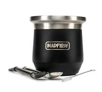 MADFLOW | Tazza per Mate Argentino | Tazza per Yerba Mate in Acciaio Inox con 2 Bombilla | Set Completo Mate Argentino e Bombillas | Naturale con Isolamento Sottovuoto | Idea Regalo