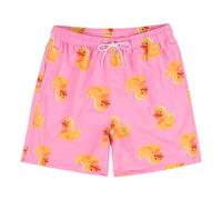 MADHERO Costume da bagno da uomo con motivo divertente, con fodera in rete, Anatra Rosa, Medium