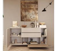 Madia 1 anta, 2 cassetti e 2 vani Linea MONACO L 181 x H 94 x P 42, realizzata in legno 100% MADE IN ITALY, design moderno per cucina, sala da pranzo, soggiorno (Cashmere/Rovere)