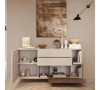 Madia 1 anta, 2 cassetti e 2 vani Linea MONACO L 181 x H 94 x P 42, realizzata in legno 100% MADE IN ITALY, design moderno per cucina, sala da pranzo, soggiorno (Cashmere/Mercure)