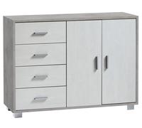 Madia 2 Ante 4 Cassetti 116x86x41 cm Cemento/Ossido Bianco