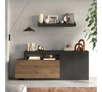 Madia 2 ante e 3 cassetti Linea FREEDOM L 199 x H 82 x P 42, realizzata in legno 100% MADE IN ITALY, design moderno per cucina, sala da pranzo, soggiorno (Lava/Mercure)