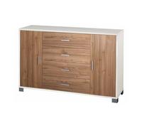 MADIA 2 ANTE E 4 CASSETTI BIANCO E NOCE, 136X41X86 CM