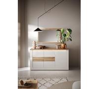 Madia 3 ante Bianco/Cadiz Linea ISCHIA L 156 x H 84 x P 43, realizzato in legno 100% MADE IN ITALY, design moderno per cucina, sala da pranzo, soggiorno (Bianco/Cadiz)