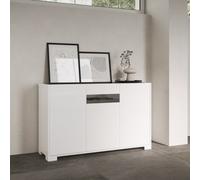Madia a 3 ante con inserto in vetro Fumè e struttura Bianco Lucido ROJAS 130 cm