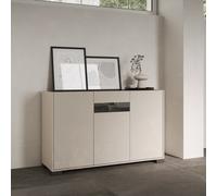 Madia a 3 ante con inserto in vetro Fumè e struttura Grigio ROJAS 130 cm