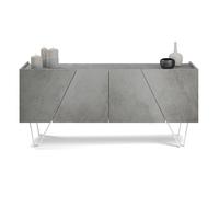 Madia-Buffet 4 ante Emma con gambe bianche, Grigio Cemento