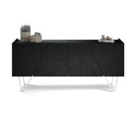 Madia-Buffet 4 ante Emma con gambe bianche, Nero Cemento