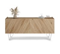 Madia-Buffet 4 ante Emma con gambe bianche, Rovere Naturale
