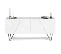 Madia-Buffet 4 ante Emma con gambe nere, Cemento Bianco
