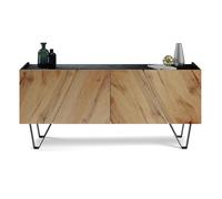 Madia-Buffet 4 ante Emma con gambe nere, Rovere Rustico e Nero Cemento