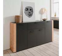 Madia Cento 51A con 4 ante e 1 cassetto colore antracite e laterali legno rovere artisan