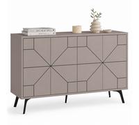 Madia con 4 Ante Credenza Design Geometrico Moderno in Legno 123x77 cm Tortora