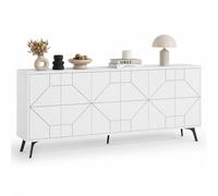 Madia con 6 Ante Credenza Design Geometrico Moderno in Legno 184x77 cm Bianco