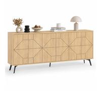 Madia con 6 Ante Credenza Design Geometrico Moderno in Legno 184x77 cm Quercia
