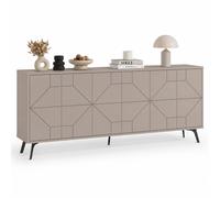 Madia con 6 Ante Credenza Design Geometrico Moderno in Legno 184x77 cm Tortora