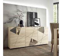Madia Design Moderno 3 Ante con Serigrafie e Specchi Vittoria 181x42x84 cm Rovere Samoa