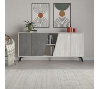 Madia Fiona 180 cm. con 2 ante bianco vintage e due ante retro grey