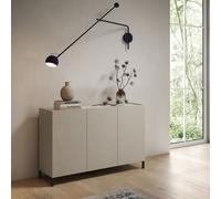 Madia in legno a 3 ante e 2 vani Grigio con ripiani HARAS 130 cm