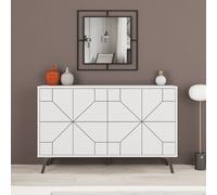 Madia Moderna 4 Ante 123 Cm Design Geometrico Piedi Metallici Dune Bianca