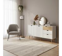 Madia Scandinavo 2 Ante e 3 Cassetti Legno 147x82h cm Marrone/Bianco DecHome