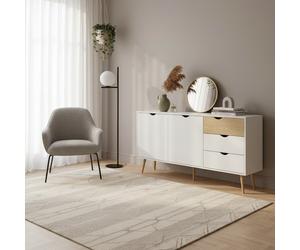 Madia Scandinavo 2 Ante e 3 Cassetti Legno 147x82h cm Marrone/Bianco DecHome
